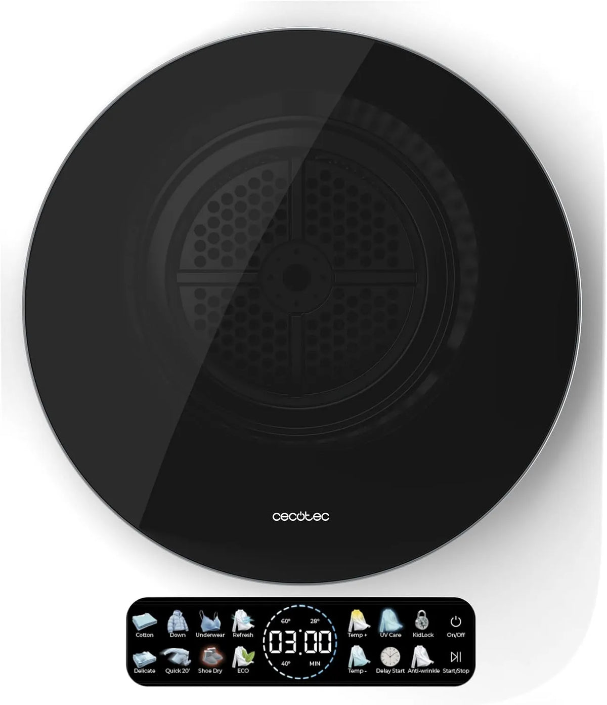 Cecotec, Aftrækstørretumblere, Compact-lufttørrer 3 kg Bolero DressCode Dry 3400V, 8 programmer, Klasse G, Hvid, 3 kg, 3400V, 3400'