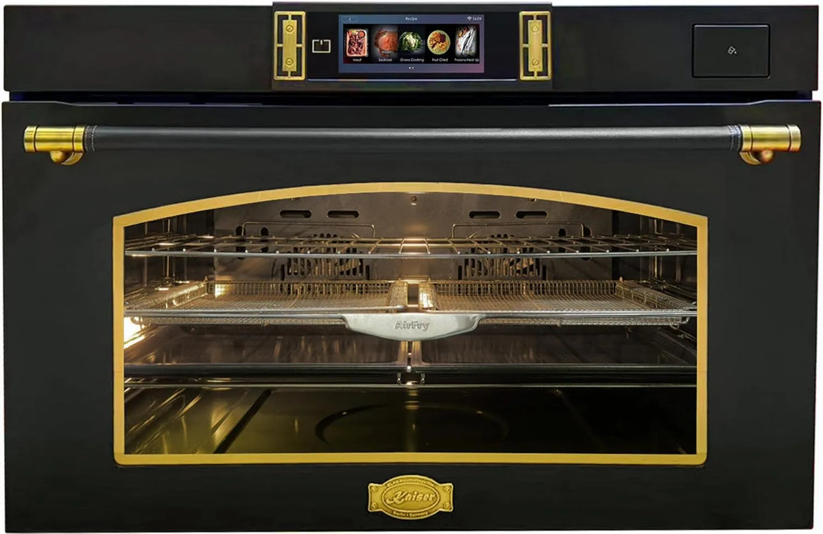 Kaiser, Ovne, Retro Build- in Bagning Ovn 90 cm Steam Bagning Oven XXL 133 L Air Fry Hot Air, Guld, 90 cm, 133 L, 11 v, 1, 15 L