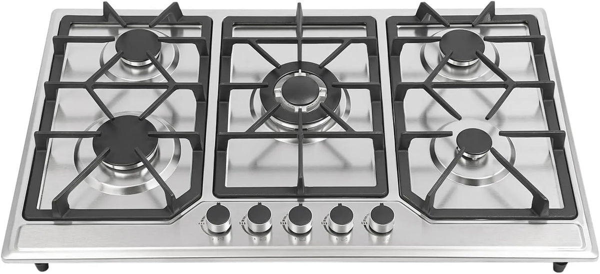 Taozhiyy 3.3/1.75/1.75/1KW, Kogeplader, Gas Hob 5 Flamme, 86x51x12cm Gas hob, worktop / build- in gashobs, Elektronisk, Sort, 1KW, 86x51x12cm