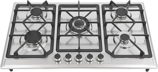 Taozhiyy 3.3/1.75/1.75/1KW, Kogeplader, Gas Hob 5 Flamme, 86x51x12cm Gas hob, worktop / build- in gashobs, Elektronisk, Sort, 1KW, 86x51x12cm