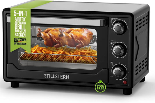 Stillstern, Miniovne, Stilstern Mini- bagning ovn med cirkulerende luft 25L (DE version) Pizza Ø25, Sort / sølv, 25L, 40 l, 3G