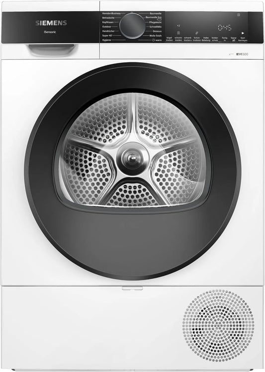 Siemens WQ33G2D40 iQ500, Varmepumpetørretumblere, varmepumpe tørretumbler til 1-8 kg vasketøj, hurtigt program for små, Hvid, 33G, 500 v, 8 kg