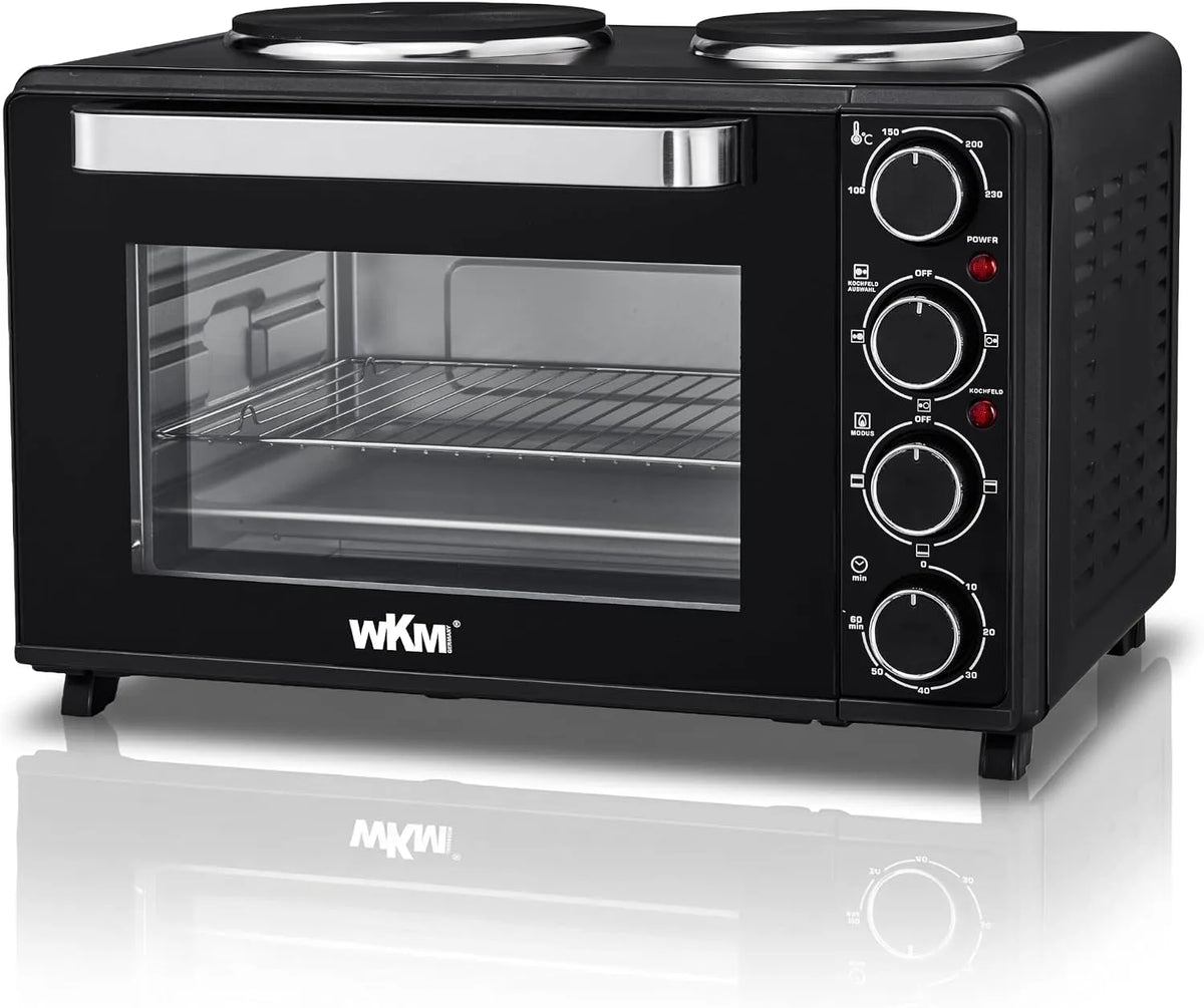 WKM, Miniovne, ® Mini Bagning Furnace med kogeplader Sort (30L) - 3 varmelegmenter, Interiør, Sort, 30L, 3 v, 1600W