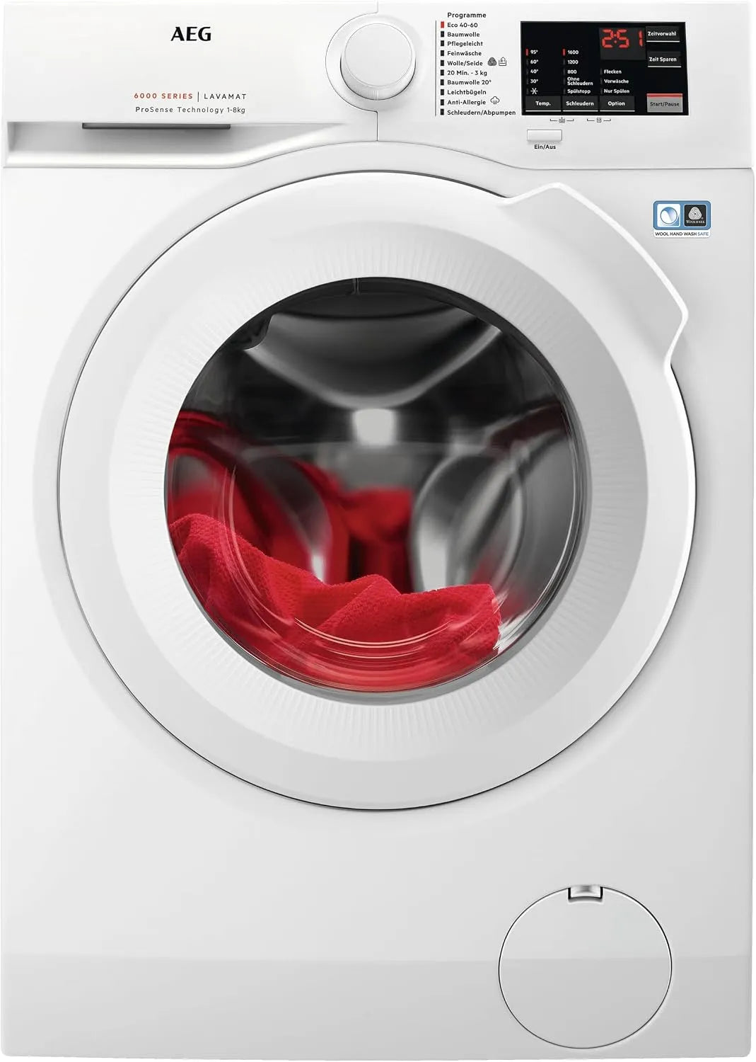 AEG L6FBA51680, Vaskemaskiner, vaskemaskine, 8, 0 kg, rolige, automatisk mængde, genpålæsning funktion, børns, Hvid, 1600 rpm, 6000 v