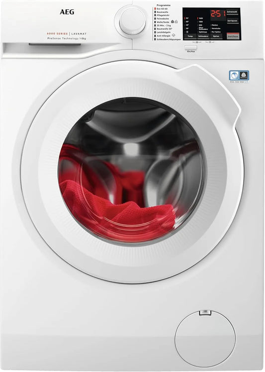 AEG L6FBA51680, Vaskemaskiner, vaskemaskine, 8, 0 kg, rolige, automatisk mængde, genpålæsning funktion, børns, Hvid, 1600 rpm, 6000 v