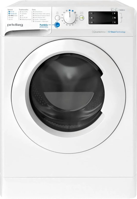 Privileg Frontlader/1400, Vaske-tørremaskiner, PWWTV X 8645 DE Wash Dryer Front Loader / 1400 rpm / Wash 8 kg / Dry 6 kg / EEK D, Hvid, 1400 rpm