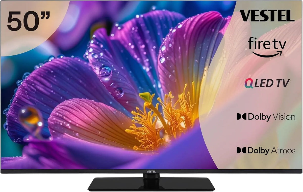 Vestel 50QF9940, TV'er, QLED TV 50 tommer Fire TV 4K UHD TV, Smart TV med Dolby Vision HDR, Dolby Atmos, Sort, QLED, 4K, 126 cm