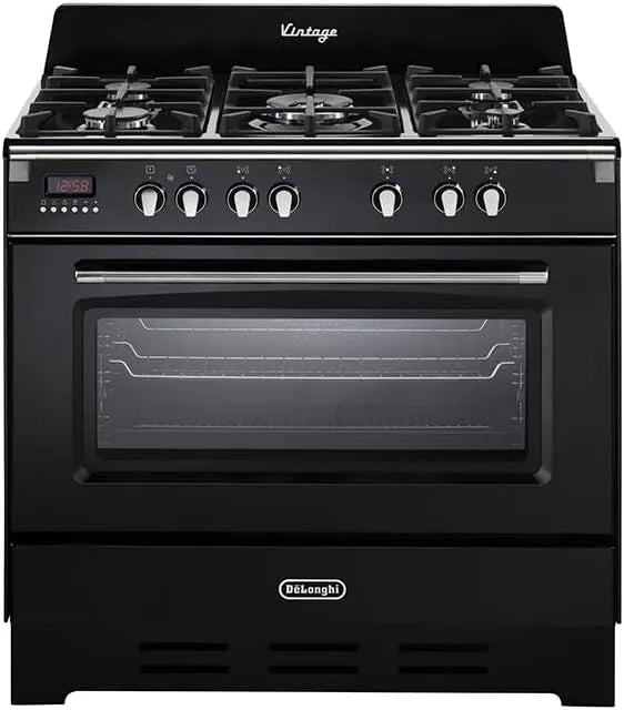 De'Longhi, Komfurer, De Longhi MEM 965 NN Gas komfur med 5 brændere og elektrisk komfur, 90 x 60 cm, Sort, 5 g, 90 x 60 x 90 cm