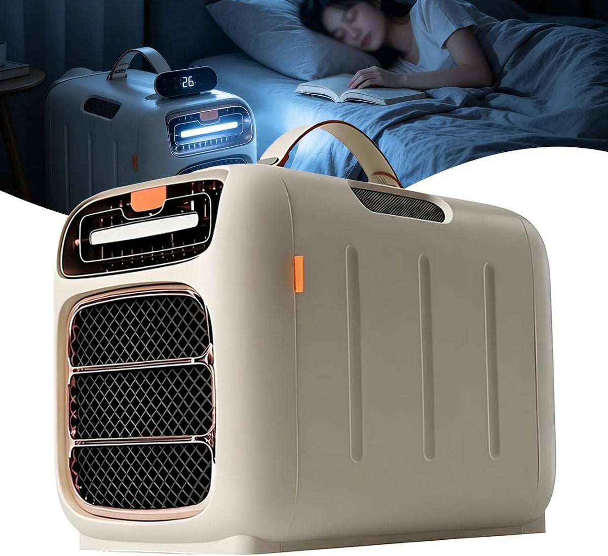 DzkZen, Fordampningskølere, Mobile aircondition til soveværelse og kontor, 1400W kølekapacitet, 45 dB roligt, Hvid, 1400W, 45 dB, 800 W, 420 W