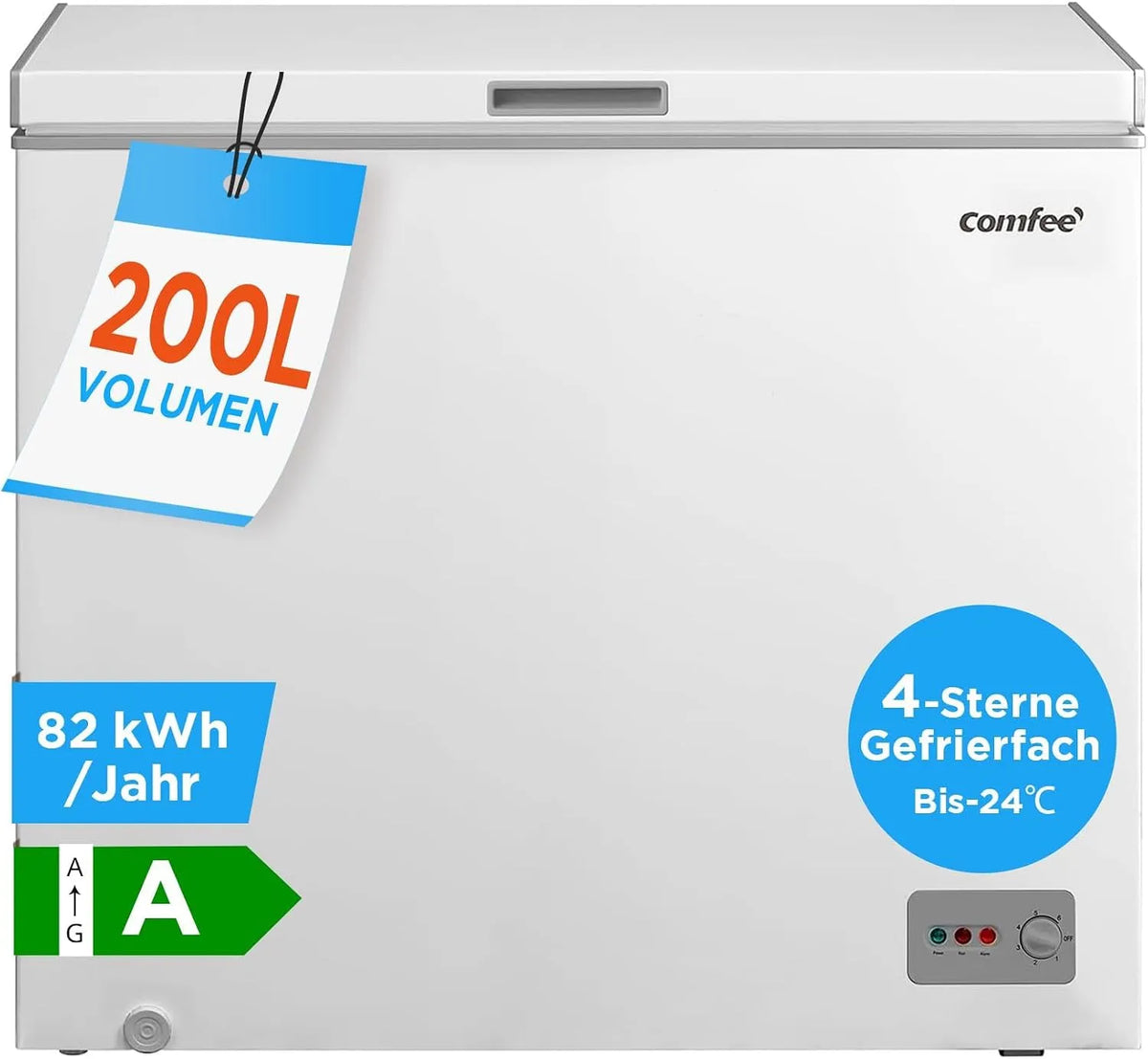 Comfee, Kummefrysere, Komedie 200L fryser, stand-alone, Sort, 200L