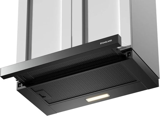 GASLAND BR60BP CF132, Udtræksemhætter, Flad skærm hætte 60 cm Sort, område hætte understruktur, 335 m3 / h, recirkuleret, Sort, 60 cm
