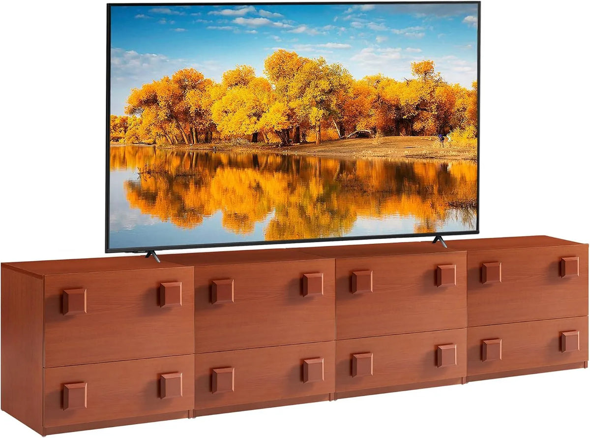 AlpineAura, TV-borde og lowboards, TV kabinet TV bord 220cm, lavbord til TV op til 85 tommer, TV kabinet med 4, Sort, 220cm, 220x40x50cm, 200 kg