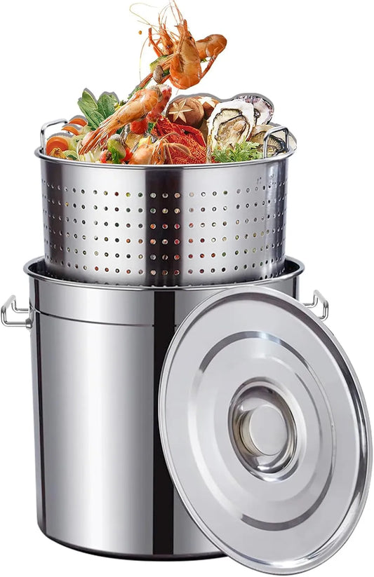 Sedeke, Suppe, 60 kvarts rustfrit stål gryde med låg, krabber, hummere, rejer, suppe pot med, Sølv