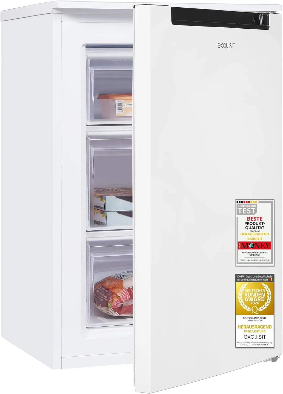Exquisit GS581-040Cweiss GS581, Fryseskabe, Udsøgt fryser - 040Cweiss - 87 L brugbar kapacitet - 85, 5 cm højde, Hvid, 87 L, 85, 5 cm, 105.04 kW