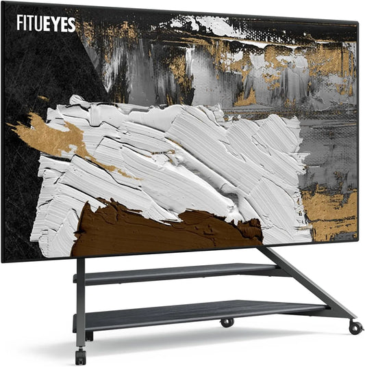 FITUEYES, Stativfødder, FITUEJA TV stand Rolling bar til 75-100 inches, med lagerområde op til 85 KG, Sort, 100 inch, 85 KG, 100x100