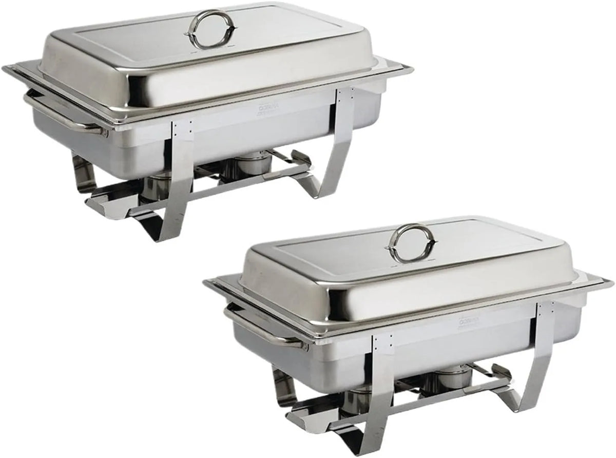 TRDEWR Silver-2PCS, Varmeplader og madvarmere, Pack chafing Dish Buffet sæt rustfrit stål chafer med pans rektangel Catering, Sølv