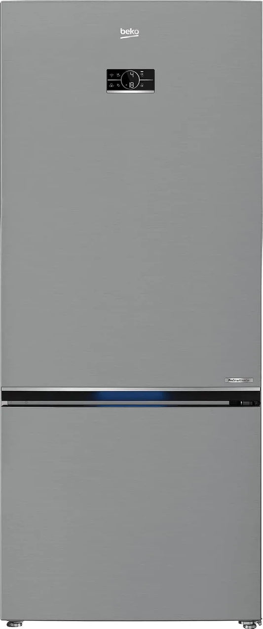 Beko B7RCNE595ZXPW, Køle-/fryseskabe, fritstående køleskabe-fryser, stort køleskab, 551 l netto volumen, NoFrost, Sølv, 551 l, 187 x 78 x 76