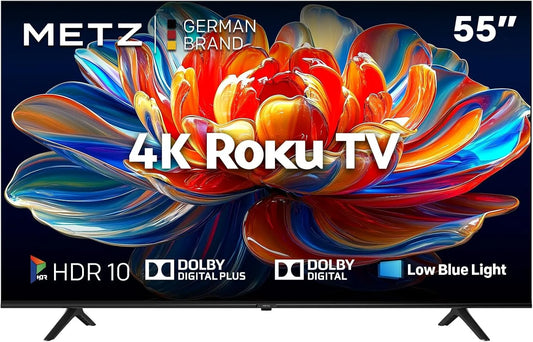 METZ 55MUD6011Z, TV'er, Blue Roku TV, 4K UHD Smart TV, 55 inches, 139 cm, TV med tredobbelt tuner, med, Blå / sort, 4K, 55 inch
