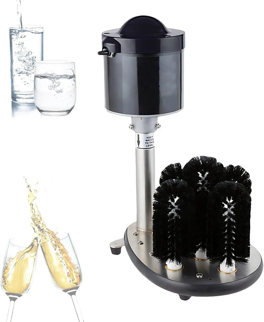 PRECISTECH, Glasopvaskemaskiner, Elektrisk Opvaskemaskine med roterende renseanlæg til vin, øl, drikkeglas, kaffe, Gennemsigtig, 240 rpm, 6 × 21
