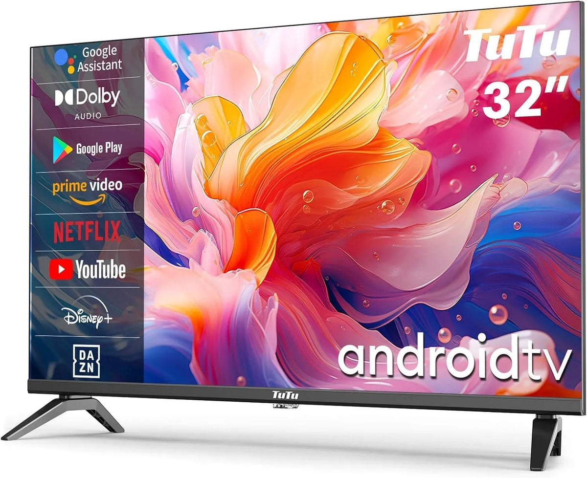 TuTu DVB-S/S2 DVB-T/T2, TV'er, Smart TV 32 tommer (80cm) LED HD-tv Android-tv med WLAN, Triple Tuner (DVB-T /, Sort, 80cm, 1L
