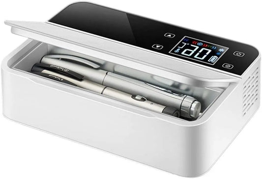 sjdoPulse, Minikøleskabe, Bærbar insulinkøler, køleskab med 3 lithium batterier, medicinkøleskab, 2- 8 ° C, Hvid, 3 l, 18 g, 35 g
